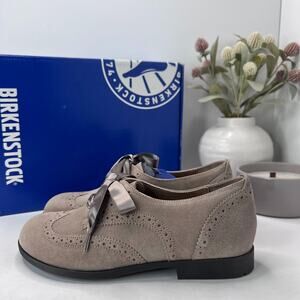 Birkenstock Laramie Wingtip Suede Shoes Taupe Regular Fit Women 5/EU 36 NWB